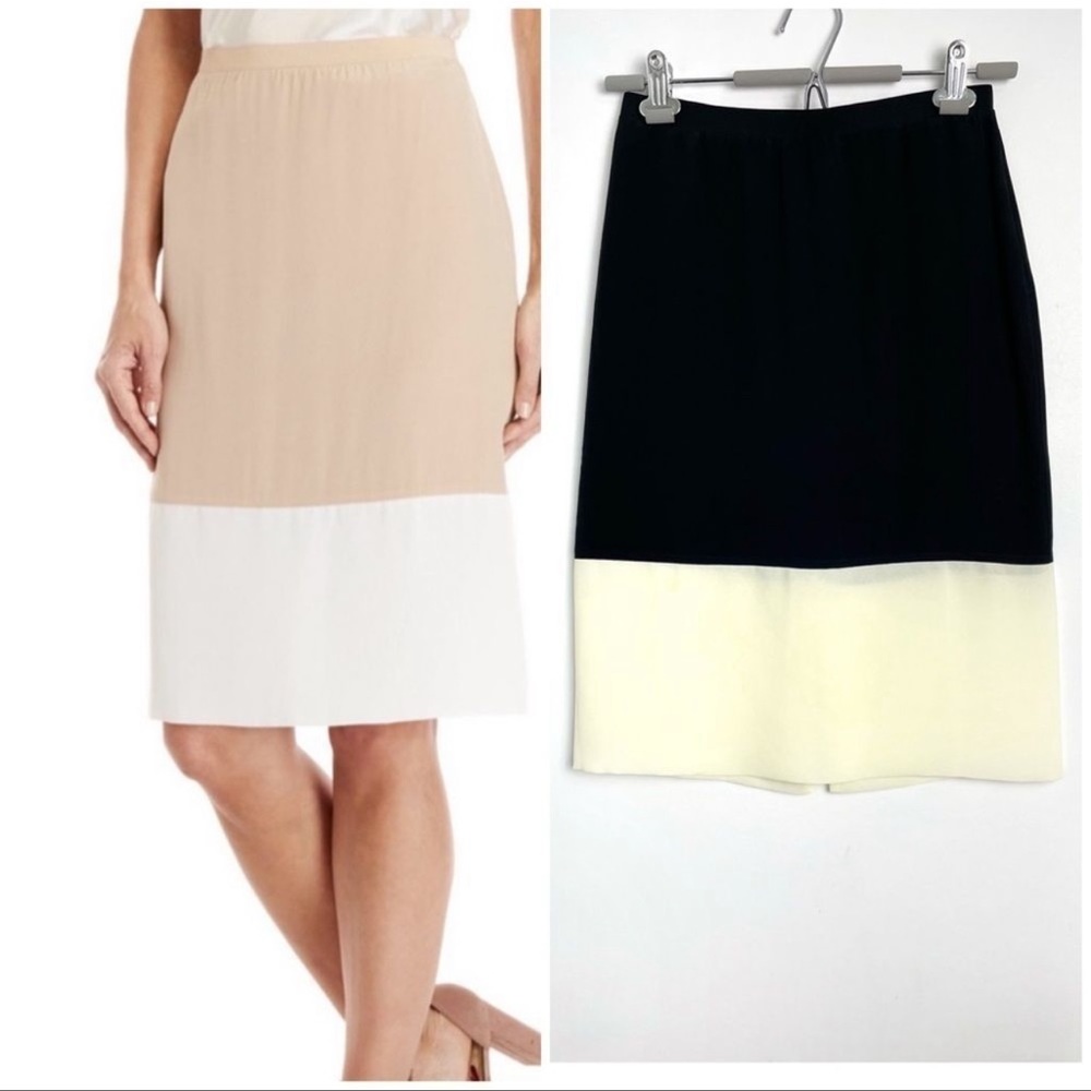 Club Monaco silk colorblock black  and cream pencil skirt